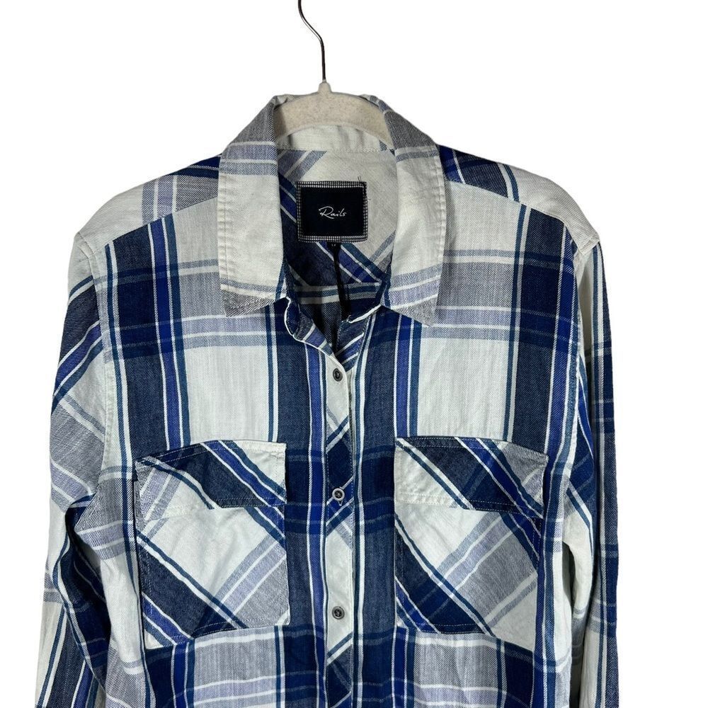 Men’s Rails Blue White Hunter Plaid Shirt - Picture 3 of 9